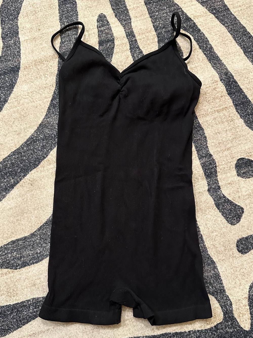 American Eagle Black Ribbed Strap Romper